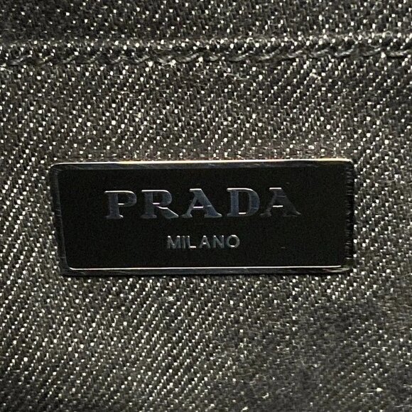 Auth PRADA Canapa BN2439 Black Denim Tote Bag - Picture 13 of 15